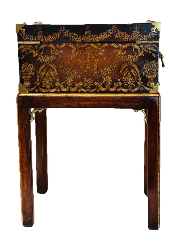 Wood Box on Stand End Side Table - Hand Painted gallery