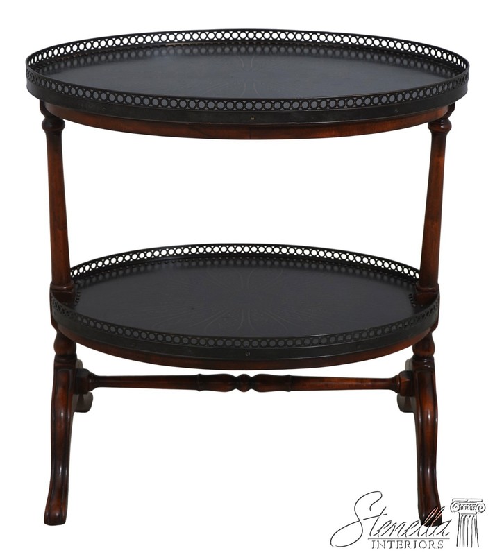 L70109: THEODORE ALEXANDER Vintage Mahogany 2 Tier Bronze Top Etagere Side Table