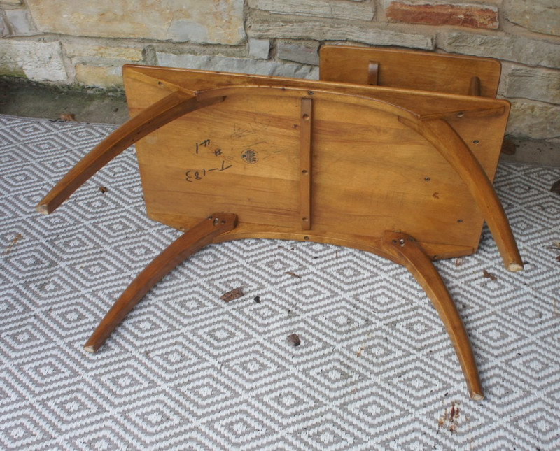 Mid Century Modern HEYWOOD WAKEFIELD step two tier end table bentwood legs HTF gallery