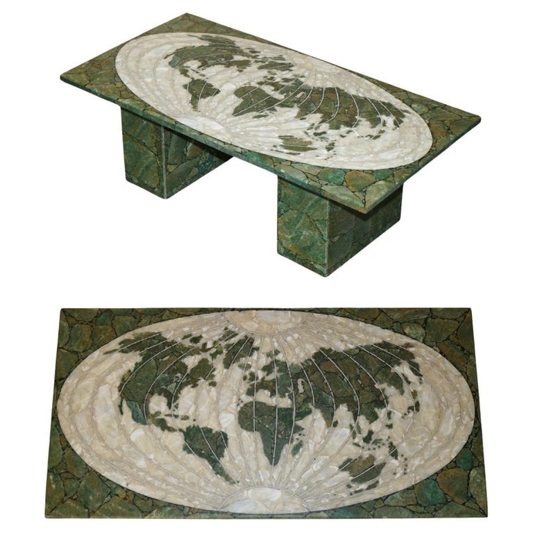 MID CENTURY MODERN 1950’S ITALIAN MARBLE & ONYX WORLD MAP COFFEE COCKTAIL TABLE