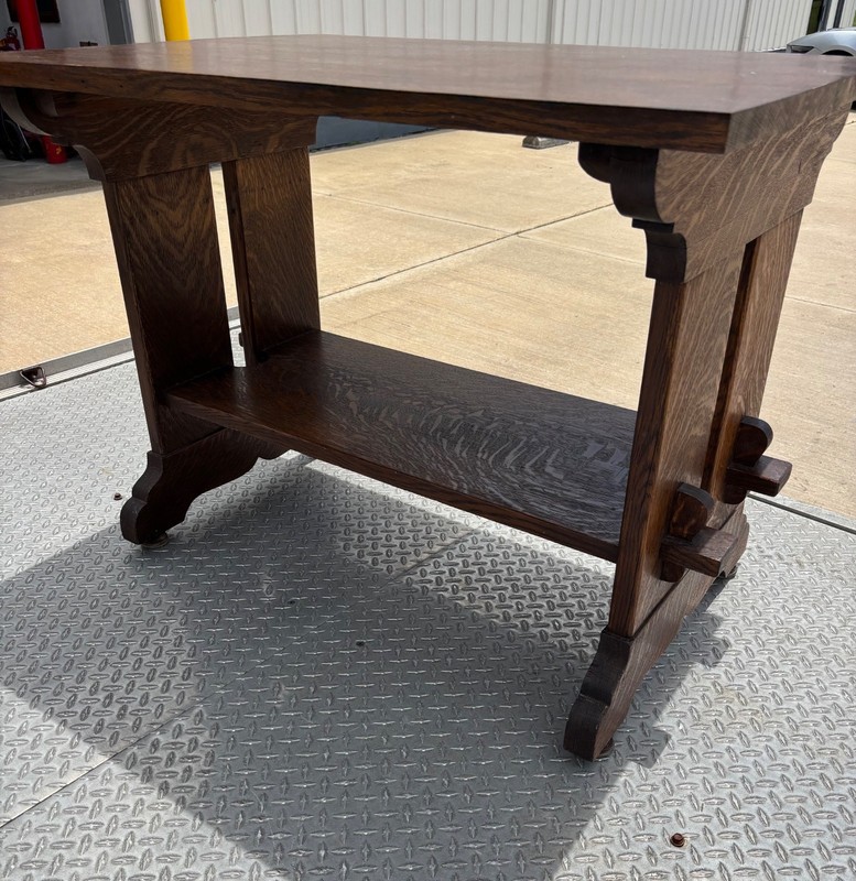 Stickley Arts & Crafts Mission Era Keyed Tenon Trestle Table Quarter Sawn Oak