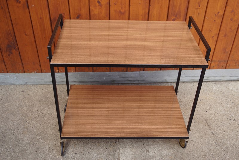 Serving Cart Tea Cart Walnut 60s Table Side Table Mid Century Bar 50s gallery
