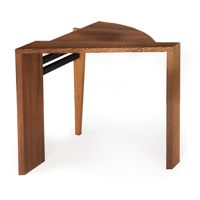 Circa 1987 Post-Modern Ebony Hardwood Accent Table w/ Dovetailed Corners gallery
