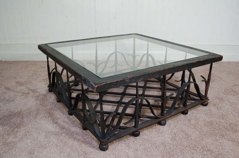 Antique Wrought Iron Mission Arts & Crafts Coffee Table Samuel Yellin Style gallery