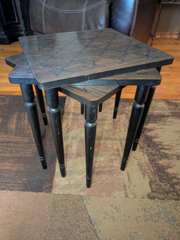 1960s Vintage Retro Laminate Stacking Tables-MCM Set of 3 Nesting Tables