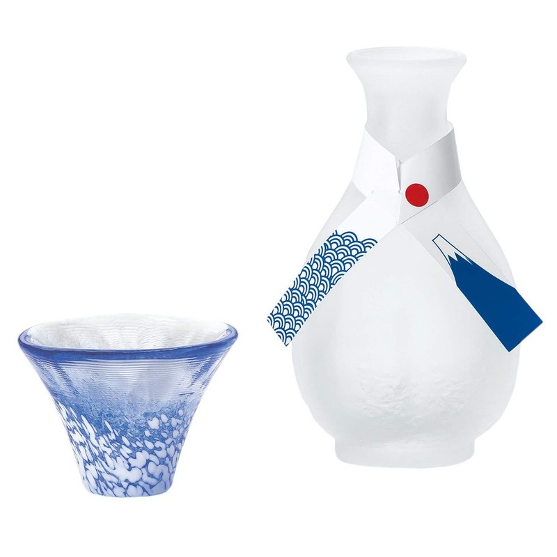 Made in Japan Mt. Fuji Design Sake Cup and Sake Bottle 35ml Cup175ml Sake Bottle