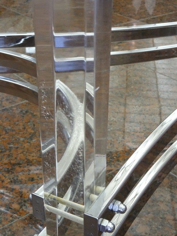 VINTAGE 70's MODERNIST CHARLES HOLLIS JONES CHROME LUCITE GLASS TOP COFFEE TABLE gallery
