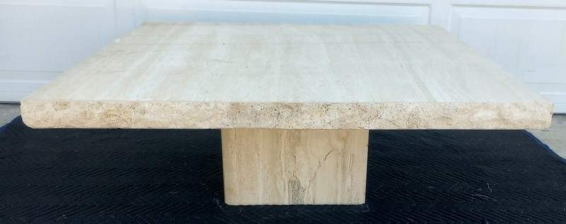Vintage Mid Century Live Edge Travertine Stone International Italy Coffee Table
