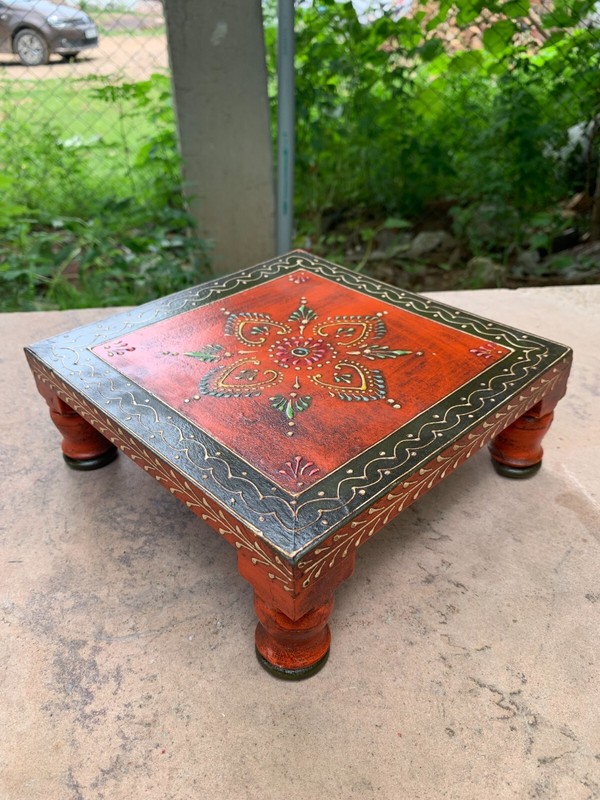 Indian Hand Carved Chowki Antique Design Table Decorative Handmade Low Table gallery
