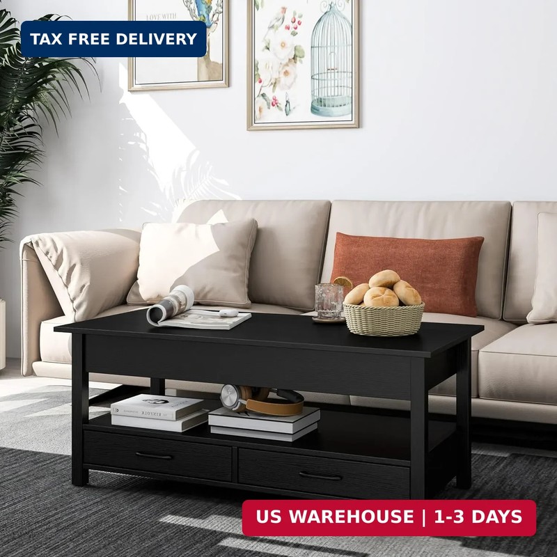 Panana Coffee Table, Lift Top Coffee Table with Hidden Compartment, 2 Drawers an gallery