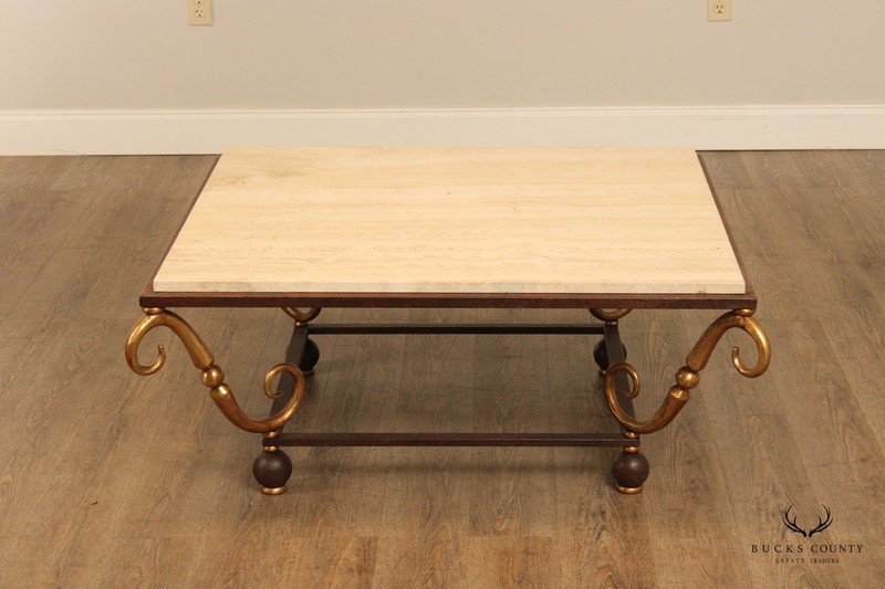 LaBarge Italian Style Travertine Top Coffee Table gallery