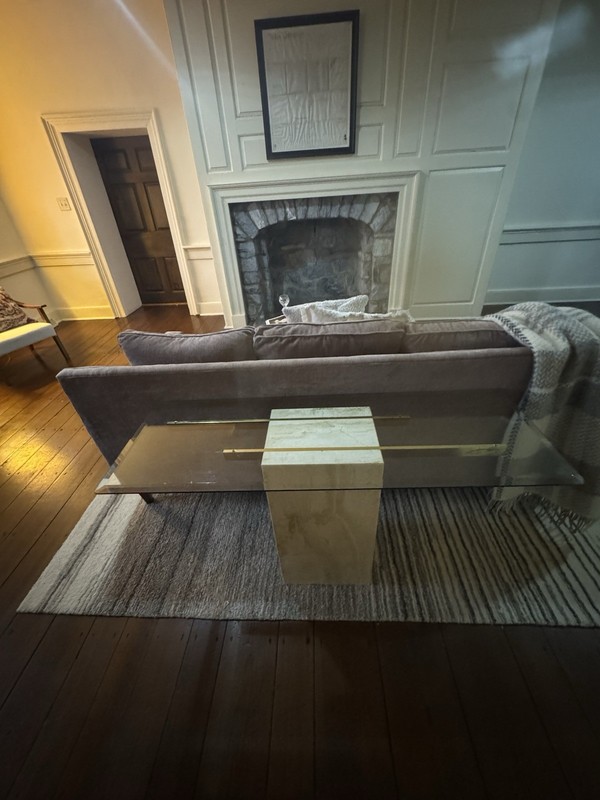 4 Travertine Brass Glass Top End Tables(2) Sofa& Coffee Tables Style of Artedi gallery
