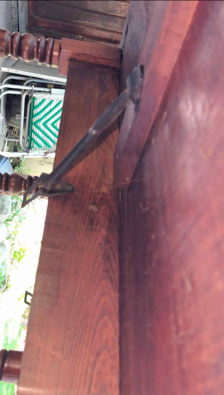 6 legged 100+ year old oak drop leaf table, table top is a little beat up gallery