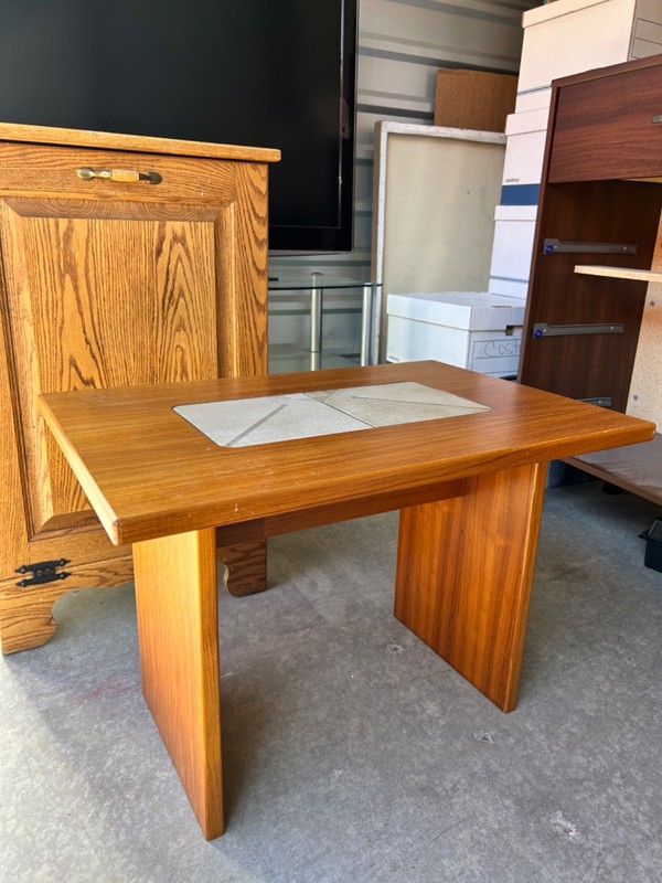 Scandinavian Modern Teak Rectangular Side End Table Tile Insert by Gangso Mobler gallery