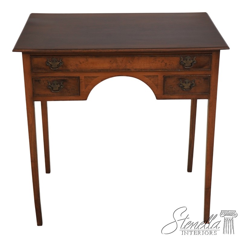 L71196: English Yew Wood Custom Made 3 Drawer Dressing Table