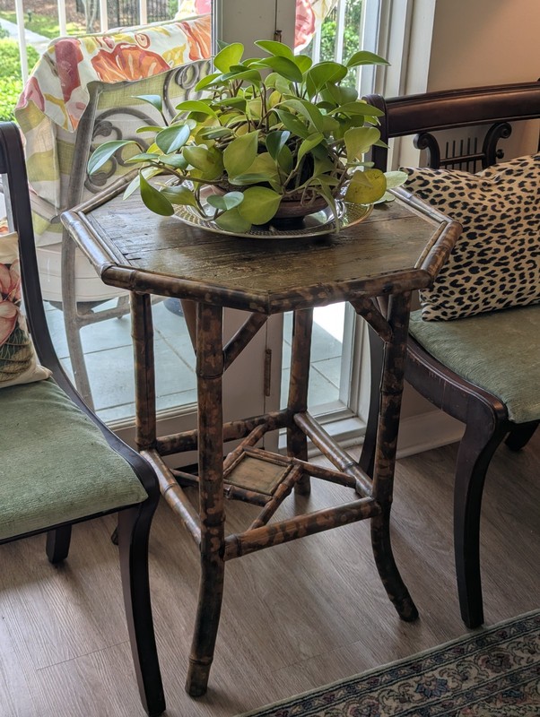 Antique English Aesthetic Movement Tortoise Bamboo Octagonal Table c: 1880