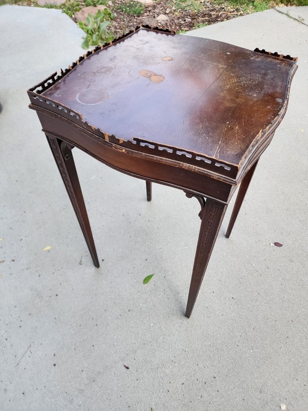 Antique George Mahogany Urn Table or Kettle Stand Lattice Top Parts Restoration gallery