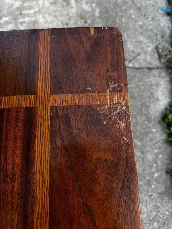 Castlewood Folding Card Table Vintage Walnut Inlaid Wood MCM Louisville 30x30 gallery