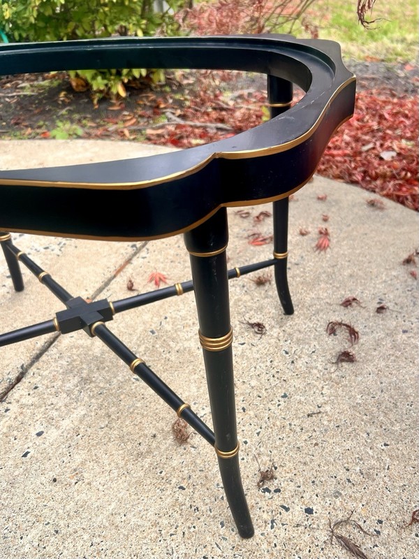 Antique Hand Painted Signed English Hand Painted Tole Tray Top Coffee Table gallery