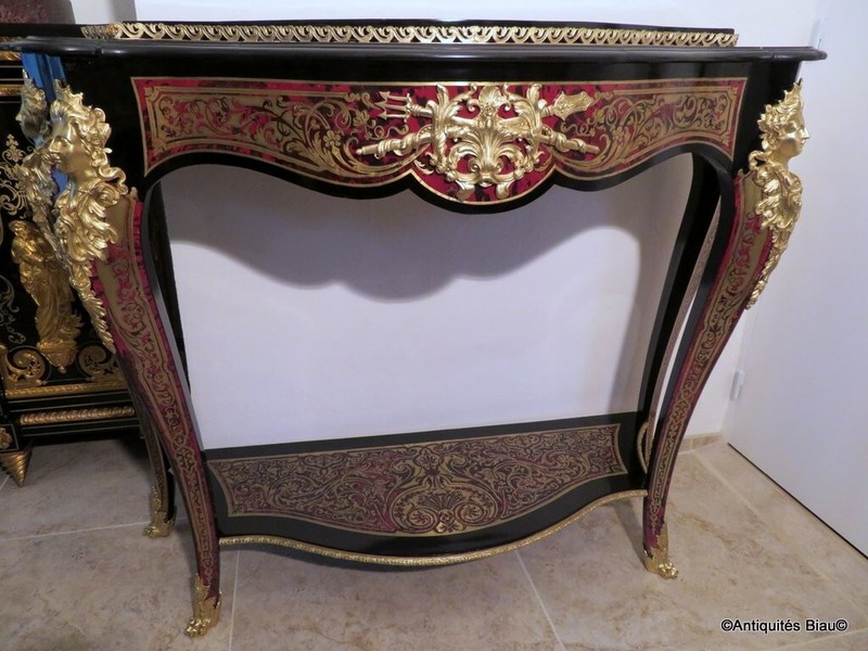 Console Planter in Boulle marquetry 19th Napoleon III period - Perfect condition gallery