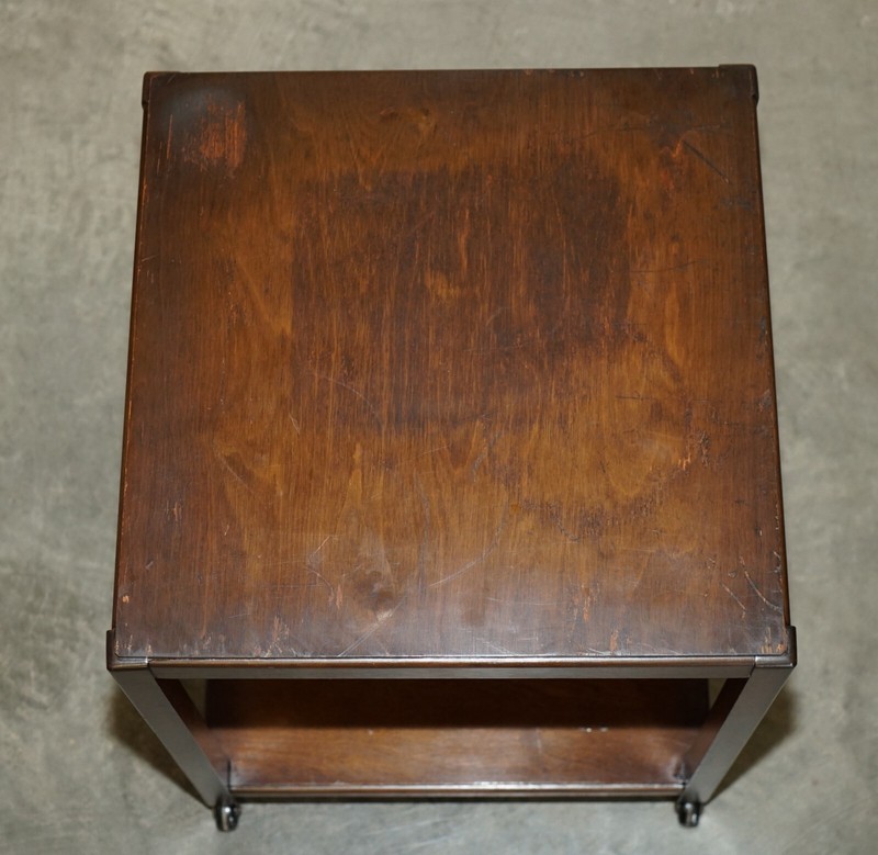 EX MOD CIRCA 1950 MID CENTURY MODERN ENGLISH BEECH SIDE END LAMP WINE TABLE gallery
