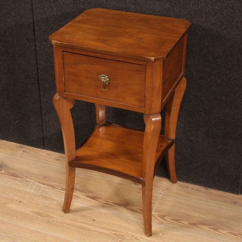 Table furniture bedside table Italian walnut wood old style living room 900 xx century gallery