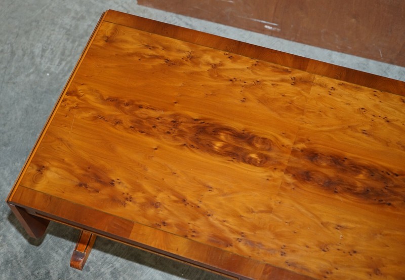 SUBLIME VINTAGE BEVAN FUNNELL EXTENDING BURR YEW WOOD COFFEE TABLE PART OF SUITE gallery