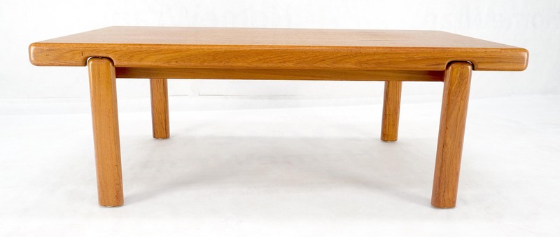 Danish Mid Century Modern Compact Rectangle Solid Teak Legs Coffee Table MINT gallery