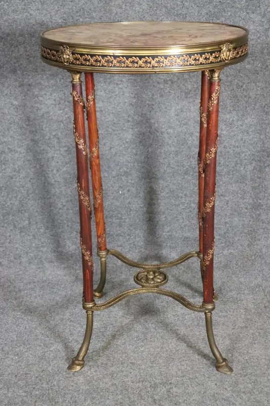 Fine Adam Weisweiler Style Bronze Mounted Breche d' Alep Marble Top Table gallery