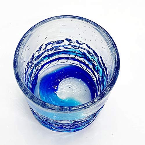 Ryukyu Glass Rocks Glass Okinawa Souvenir Glass Blue Cold Tea Glass Japan gallery