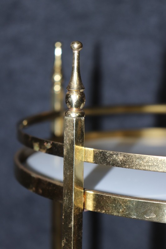 Fine Quality French Brass and Milk Glass Portable Dessert Tray Table or Etagere gallery