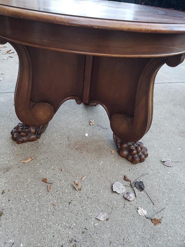German Made 39in Walnut Entry Way Foyer Table Round Walnut gallery