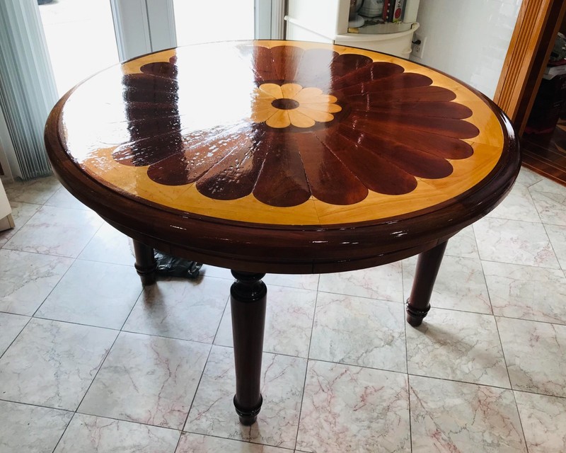 Round table is made in the Neo-Gothic style a 19th century 48" D x 29" H gallery