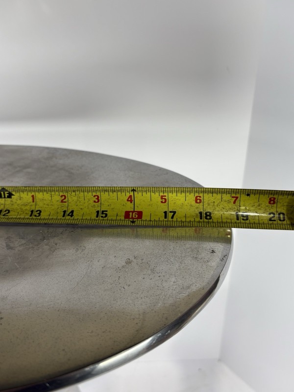 Mid Century Modern Aluminum Silver Metal Round Night Stand Table Wine Table gallery