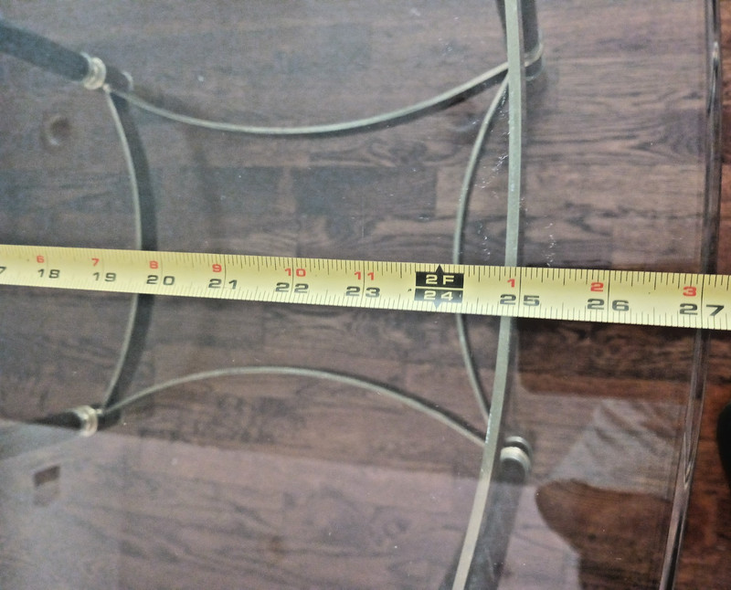 Vtg MCM Glass Top End Table Tomaso Style Brass Metal Mid Century Side Nightstand gallery