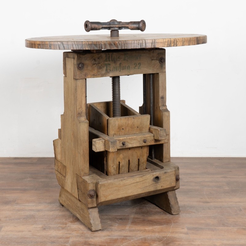 Early 20th Century Wine Tasting Table with Wine Press Base