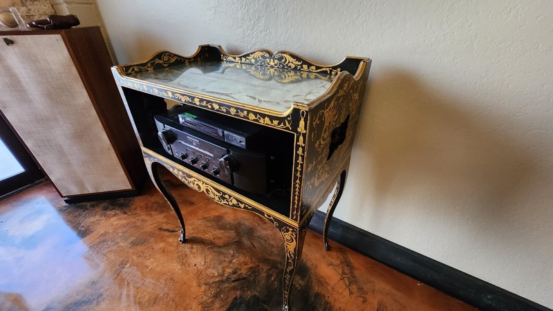 Antique French Black Gold Gilt Art Nouveau Side Table gallery