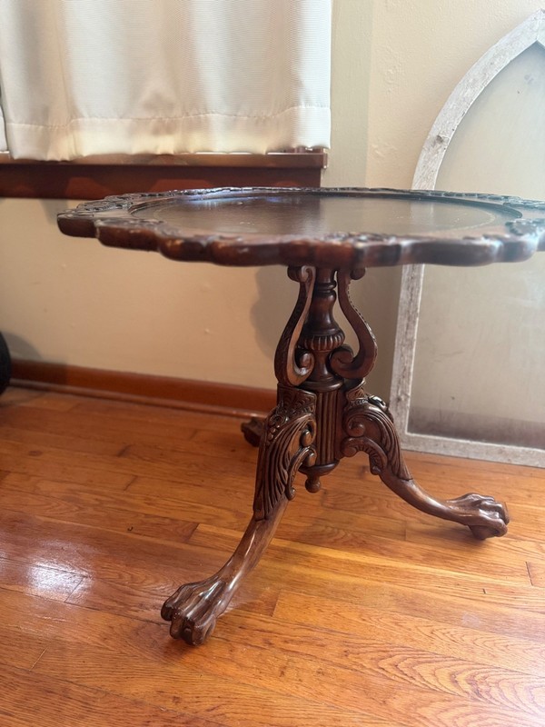 Antique Rococo Revival Victorian Claw Ornate Pedestal side/occasional Table gallery