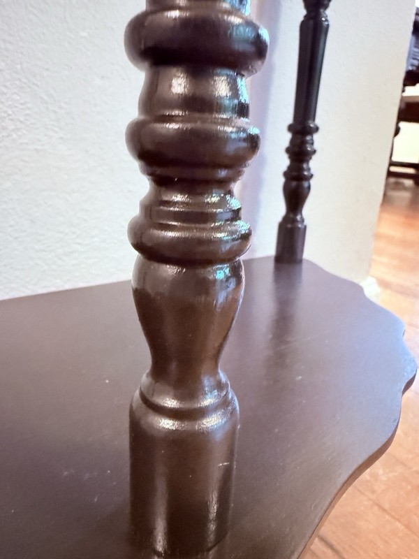 Rare Refinished Vintage Double Shelf Demilune Half Moon Entry or Hall Table gallery