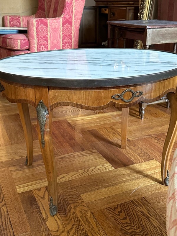 Louis XV Style Oval Marble Top Occasional Table