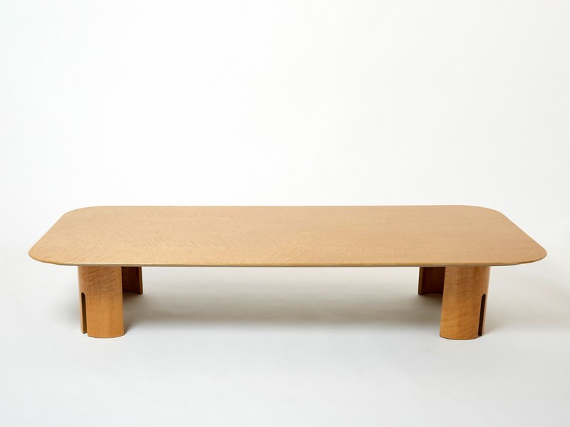 Extra Large maple brass coffee table Giovanni Offredi Saporiti 1980s gallery