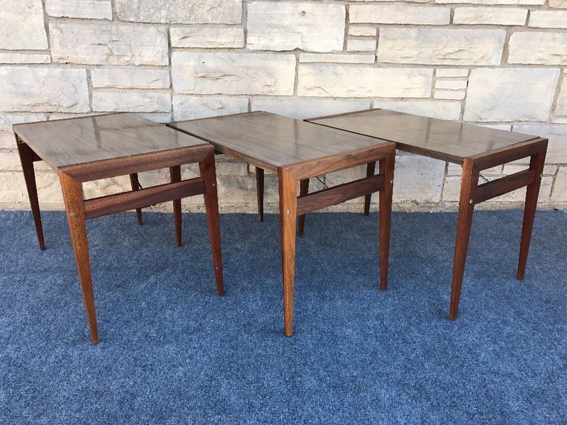 Mid Century Modern Brown Saltman John Keal Coffee Table w/ Folding TV Tables gallery