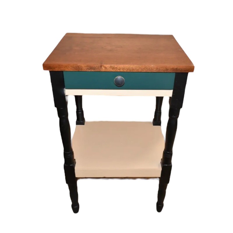 Antique Restored Side Table, Painted Wood Stand