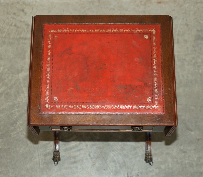 BEVAN FUNNELL OXBLOOD LEATHER SIDE END TABLE EXTENDING TOP GREAT GAMES TABLE gallery