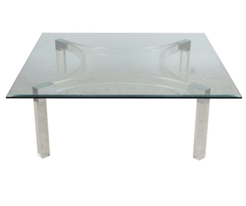 Mid Century Modern Charles Holes Jons Lucite Beveled Glass Square Cofee Table gallery