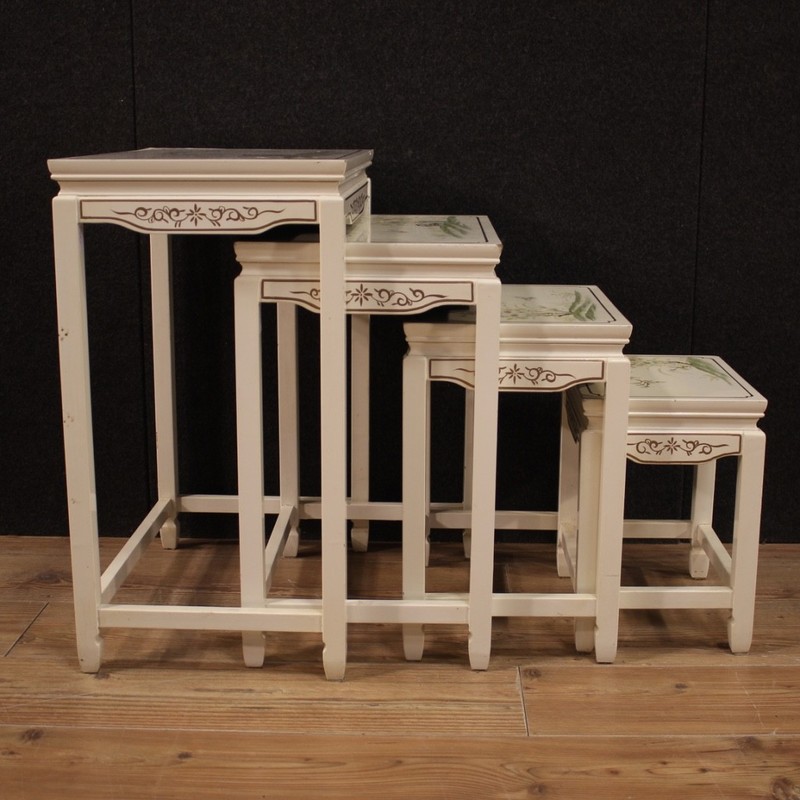 Four interlocking coffee tables French chinoiserie lacquered wood 20th century gallery