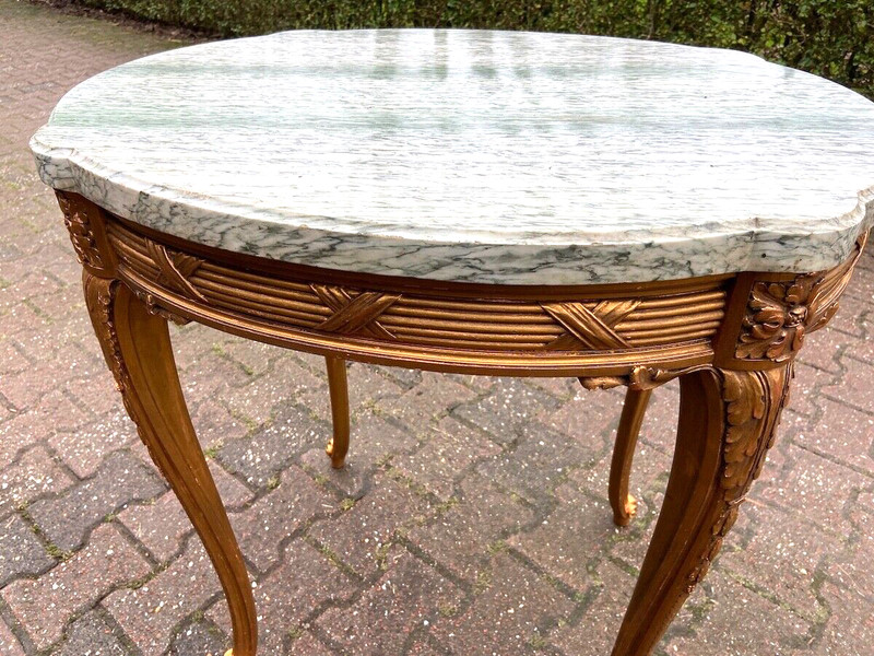 Side Table 19thC French Louis XVI Gold Leaf Marble Antique Decor gallery