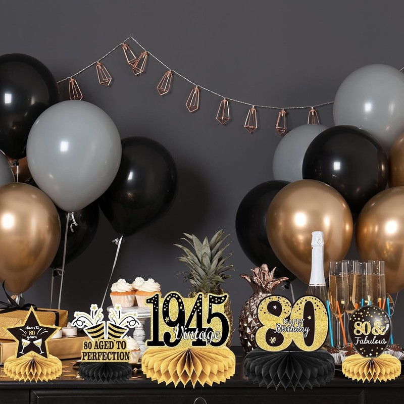 9PCS 80th Birthday decorations birthday Centerpieces for gallery
