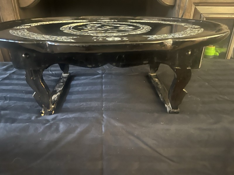 Black Tray Table With Mother Of Pearl