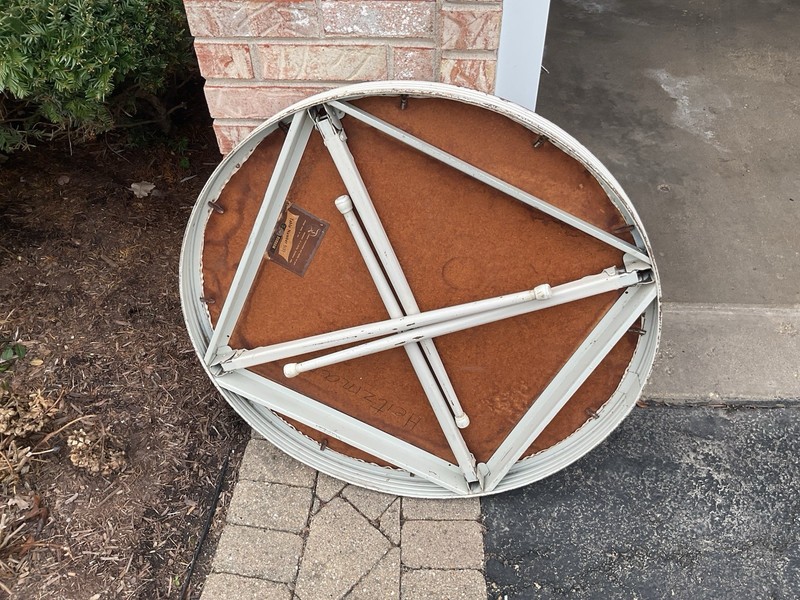 Vintage MCM Durham Line Round Folding Table 35” Diameter- Table #5135 gallery